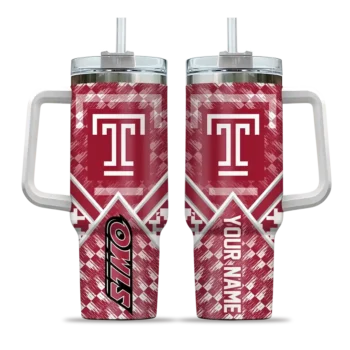 personalized temple owls chevron angle red curved tumbler best selling.webp