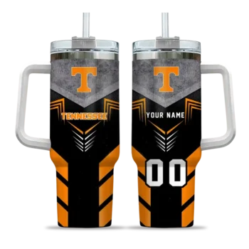 personalized tennessee volunteers arrow armor orange black curved tumbler best selling.webp