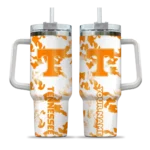 personalized tennessee volunteers camo mashup orange white curved tumbler best selling.webp