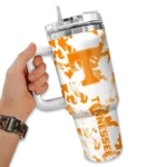 personalized tennessee volunteers camo mashup orange white curved tumbler best selling.webp