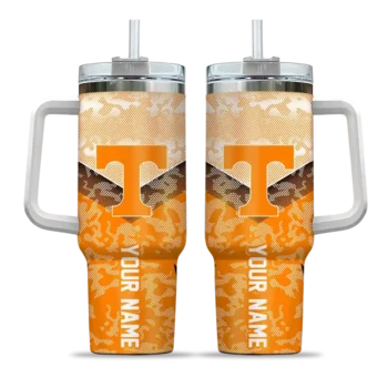 personalized tennessee volunteers chevron stripe orange curved tumbler best selling.webp