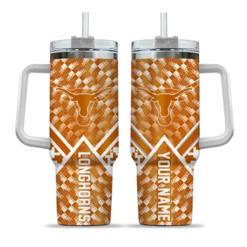 personalized texas longhorns chevron angle orange curved tumbler best selling.webp