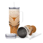personalized texas longhorns hex texture orange curved tumbler best selling.webp