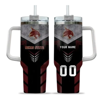 personalized texas state bobcats arrow armor maroon black curved tumbler best selling.webp