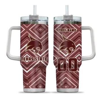 personalized texas state bobcats bold diamonds maroon curved tumbler best selling.webp