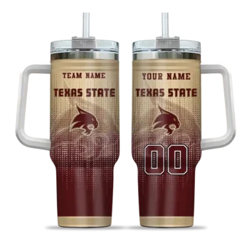 personalized texas state bobcats gradient dots maroon curved tumbler best selling.webp
