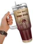 personalized texas state bobcats gradient dots maroon curved tumbler best selling.webp