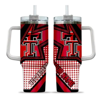 personalized texas tech red raiders arrow burst red curved tumbler best selling.webp