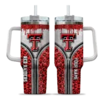 personalized texas tech red raiders leopard zipper red curved tumbler best selling.webp