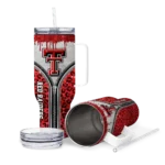personalized texas tech red raiders leopard zipper red curved tumbler best selling.webp