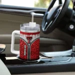 personalized texas tech red raiders leopard zipper red curved tumbler best selling.webp