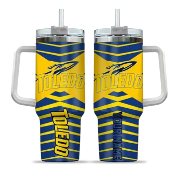 personalized toledo rockets chevron layers blue curved tumbler best selling.webp