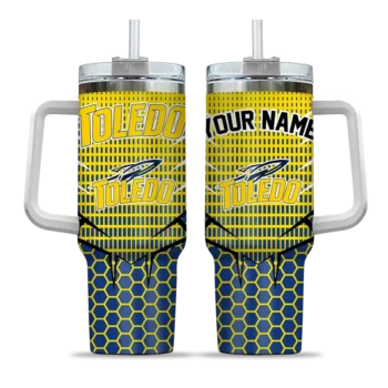 personalized toledo rockets hex texture blue curved tumbler best selling.webp