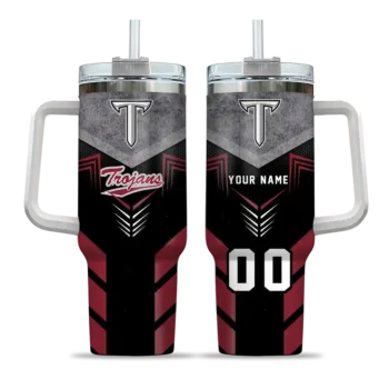 personalized troy trojans arrow armor red black curved tumbler best selling.webp