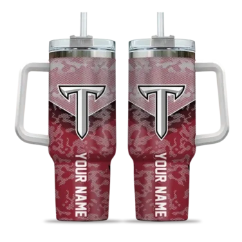 personalized troy trojans chevron stripe red curved tumbler best selling.webp