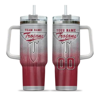 personalized troy trojans gradient dots red curved tumbler best selling.webp