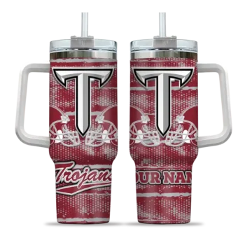 personalized troy trojans honey streaks red curved tumbler best selling.webp