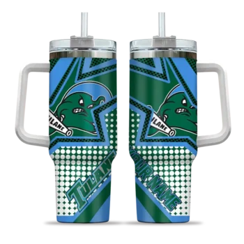 personalized tulane green wave arrow burst green curved tumbler best selling.webp