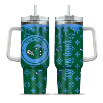 personalized tulane green wave bullseye drips green curved tumbler best selling.webp