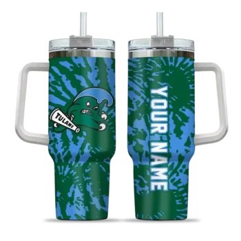 personalized tulane green wave burst swirl green curved tumbler best selling.webp