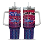 personalized tulsa golden hurricane hex texture blue curved tumbler best selling.webp