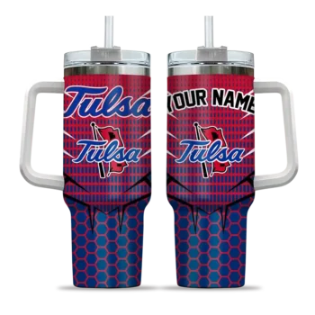 personalized tulsa golden hurricane hex texture blue curved tumbler best selling.webp