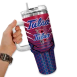 personalized tulsa golden hurricane hex texture blue curved tumbler best selling.webp