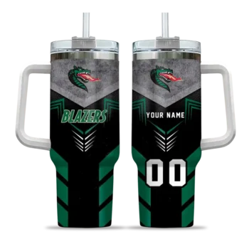personalized uab blazers arrow armor green black curved tumbler best selling.webp