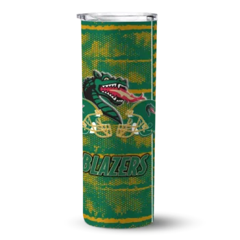personalized uab blazers chevron patch green skinny tumbler best selling.webp