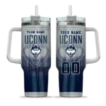 personalized uconn huskies gradient dots blue curved tumbler best selling.webp
