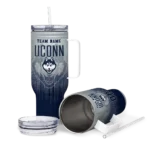 personalized uconn huskies gradient dots blue curved tumbler best selling.webp