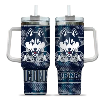 personalized uconn huskies honey streaks blue curved tumbler best selling.webp