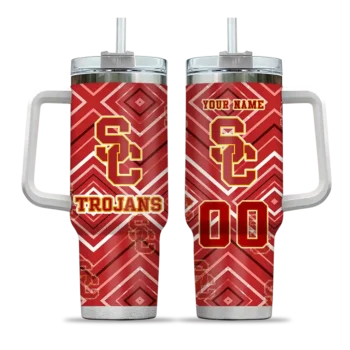 personalized usc trojans bold diamonds red curved tumbler best selling.webp