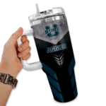 personalized utah state aggies arrow armor navy black curved tumbler best selling.webp