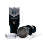 personalized utah state aggies arrow armor navy black curved tumbler best selling.webp