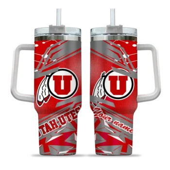 personalized utah utes abstract paths red curved tumbler best selling.webp