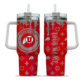 personalized utah utes bullseye drips red curved tumbler best selling.webp