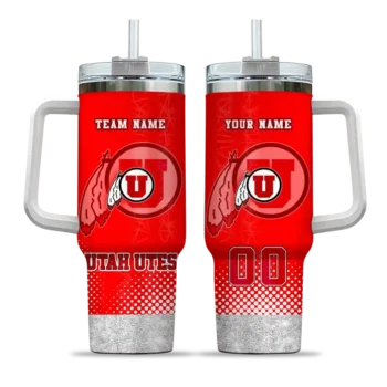 personalized utah utes geometric prism red curved tumbler best selling.webp