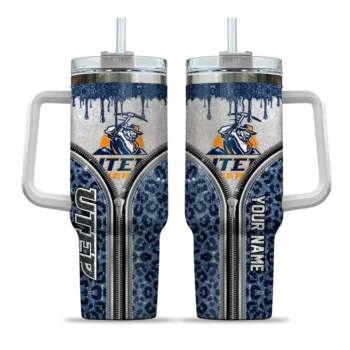 personalized utep miners leopard zipper blue curved tumbler best selling.webp