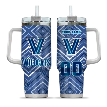 personalized villanova wildcats bold diamonds navy curved tumbler best selling 1.webp