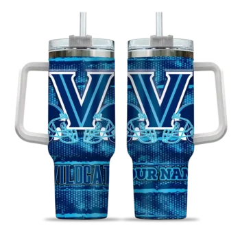 personalized villanova wildcats honey streaks navy curved tumbler best selling.webp