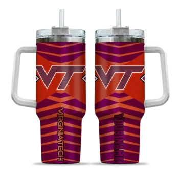 personalized virginia tech hokies chevron layers maroon curved tumbler best selling.webp