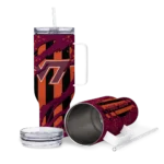 personalized virginia tech hokies claw cut maroon black curved tumbler best selling.webp