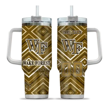 personalized wake forest demon deacons bold diamonds gold curved tumbler best selling.webp