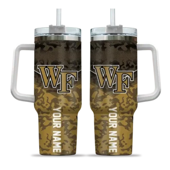 personalized wake forest demon deacons chevron stripe gold curved tumbler best selling.webp