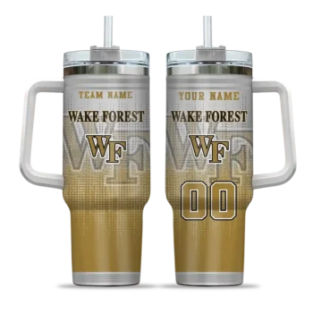 personalized wake forest demon deacons gradient dots gold curved tumbler best selling.webp