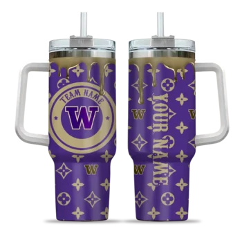 personalized washington huskies bullseye drips purple curved tumbler best selling.webp