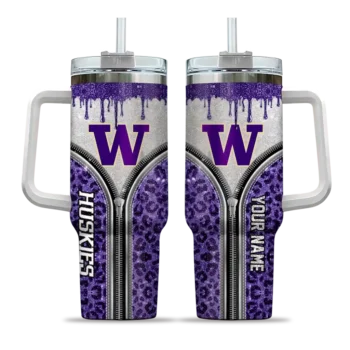 personalized washington huskies leopard zipper purple curved tumbler best selling.webp