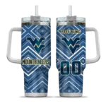 personalized west virginia mountaineers bold diamonds blue curved tumbler best selling.webp
