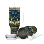 personalized west virginia mountaineers honey streaks blue curved tumbler best selling.webp